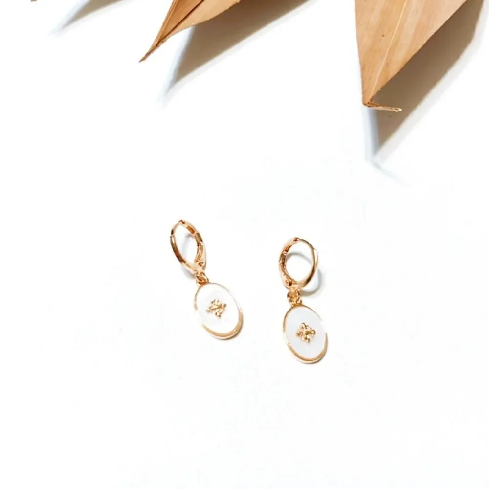 Geo dangle hoop earrings #814